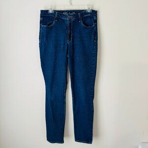 Old Navy High Rise Wow Straight Jeans Womens 12 Long Tall Dark Wash Cotton Blend
